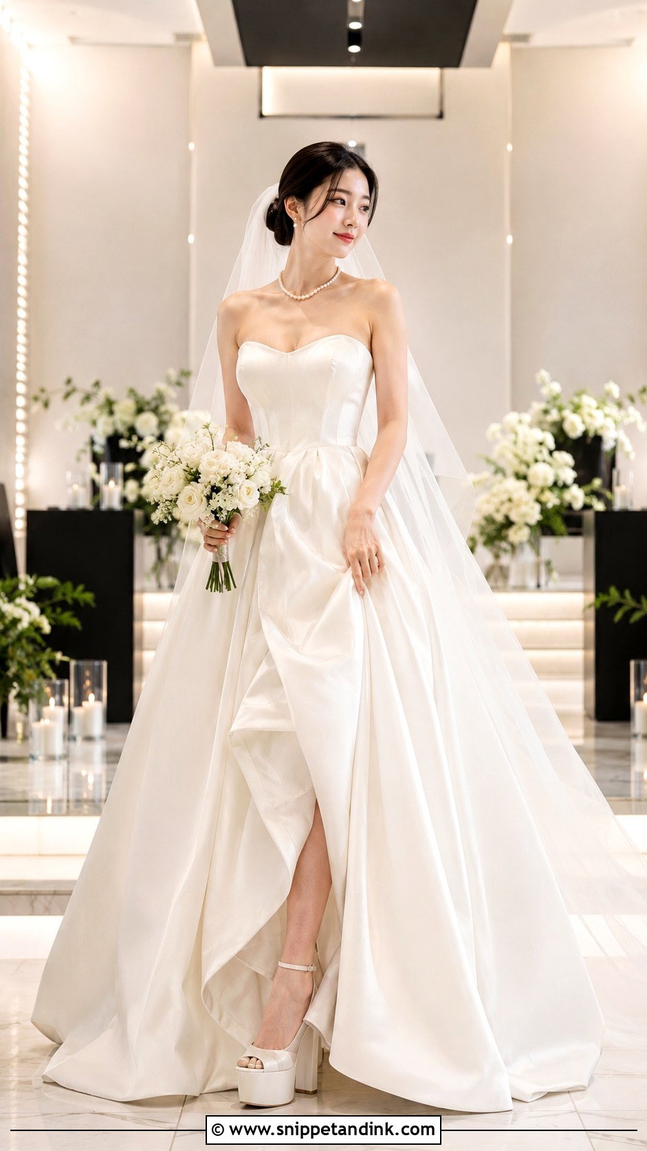 Strapless Corset Korean Bridal Dress - Snippet and Ink - 20 Korean Bridal Dress Ideas