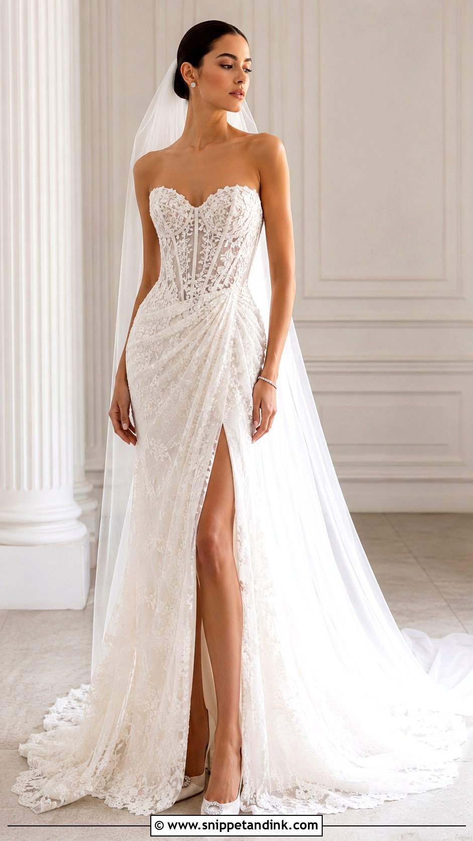 Strapless Corset Lace Bridal Dress - Snippet and Ink - 20 Lace Bridal Dresses