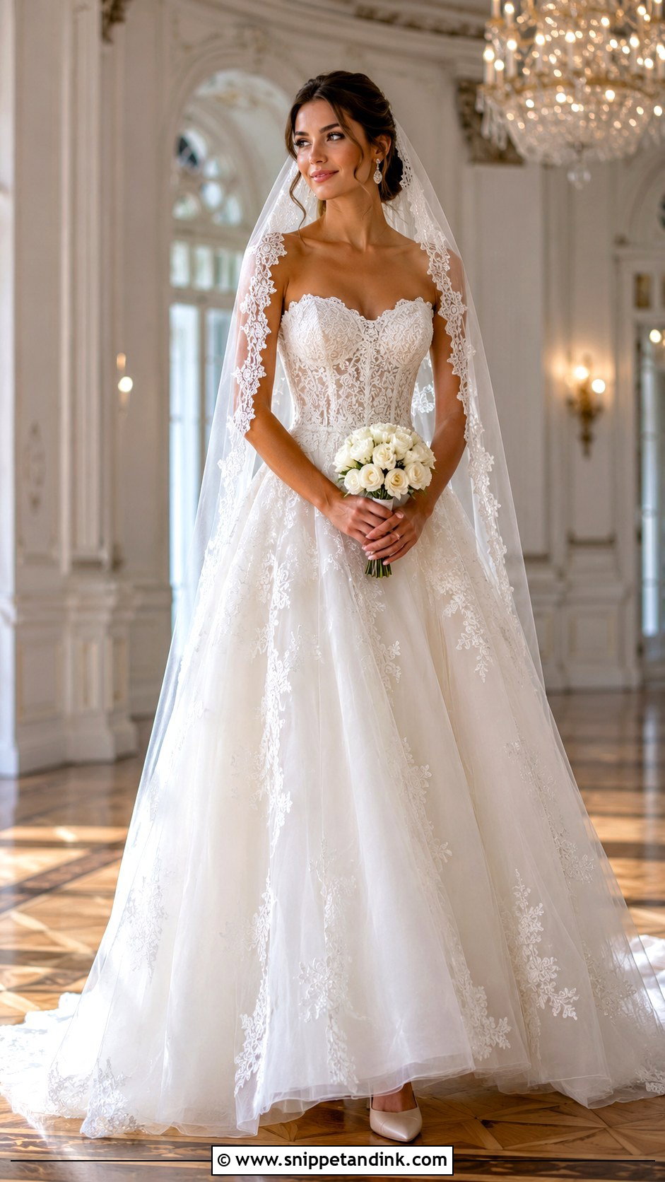 Strapless Corset Lace Wedding Dress - Snippet and Ink - 20 Flowy Lace Wedding Dress Ideas