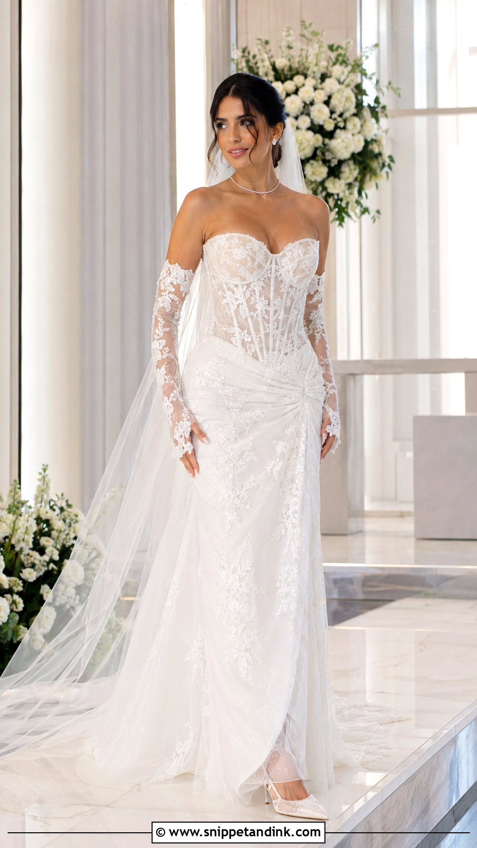 Strapless Corset Lace Wedding Dress - Snippet and Ink - 20 Lace Wedding Dress Inspo Ideas