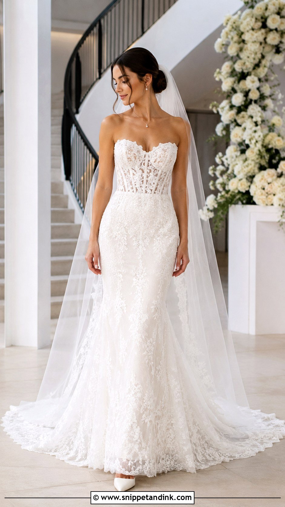 Strapless Corset Lace Wedding Dress - Snippet and Ink - 20 Lacey Wedding Dress Ideas