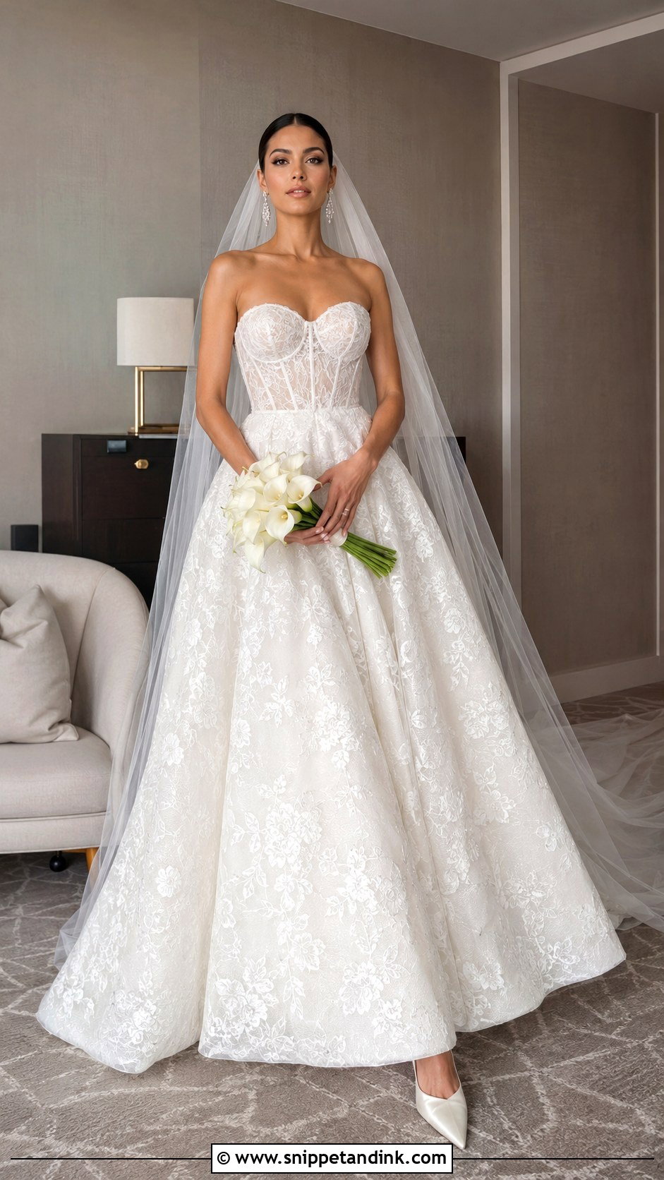 Strapless Corset Lace Wedding Dress - Snippet and Ink - 20 Big Lace Wedding Dress Ideas