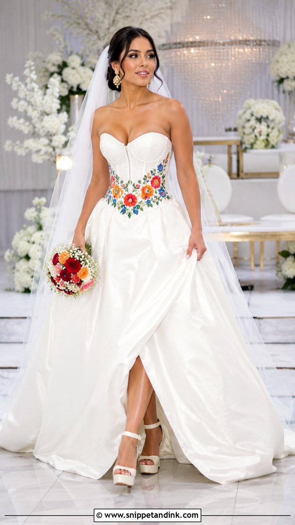 Strapless Corset Mexican Wedding Dress - Snippet and Ink - 20 Mexican Wedding Dresses