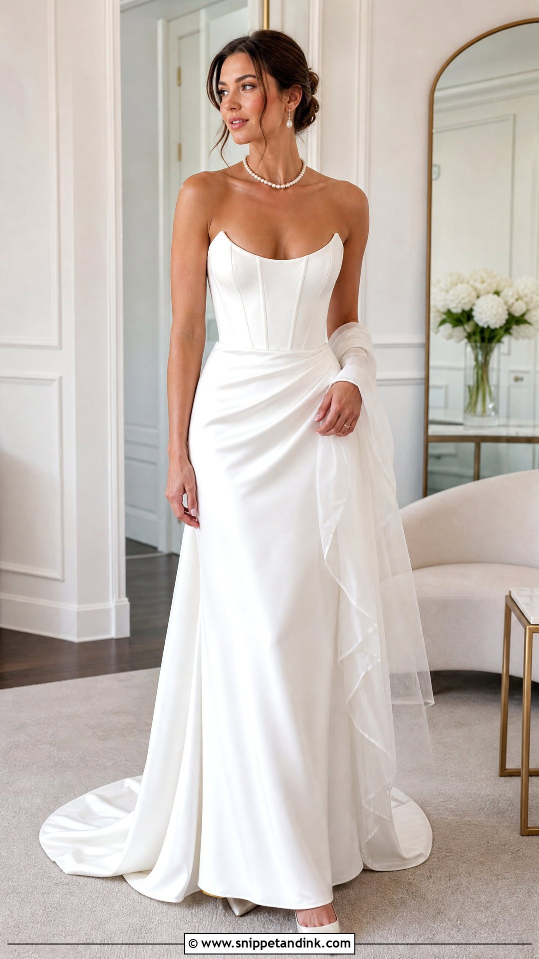 Strapless Corset Sweep Train Wedding Dress - Snippet and Ink - 20 Sweep Train Wedding Dress Ideas