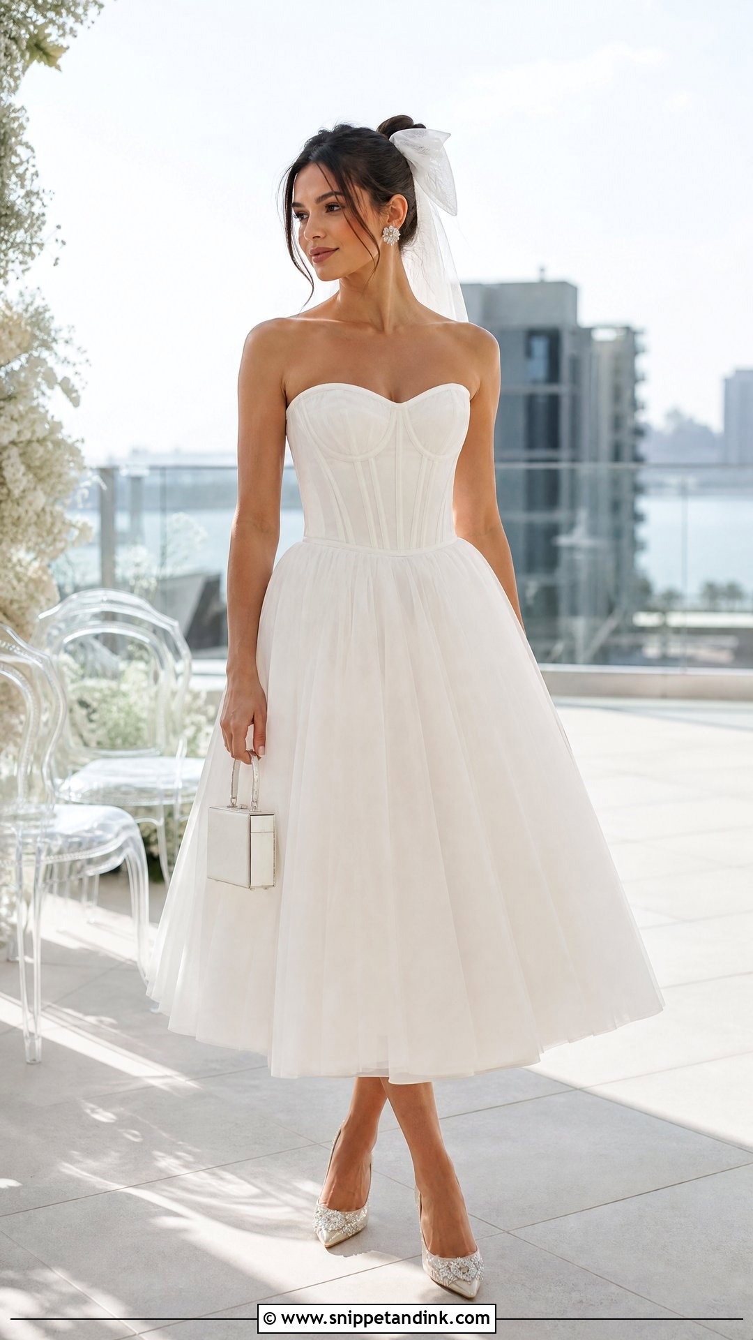 Strapless Corset Tea Length Bridal Dress - Snippet and Ink - 20 Tea Length Bridal Dresses