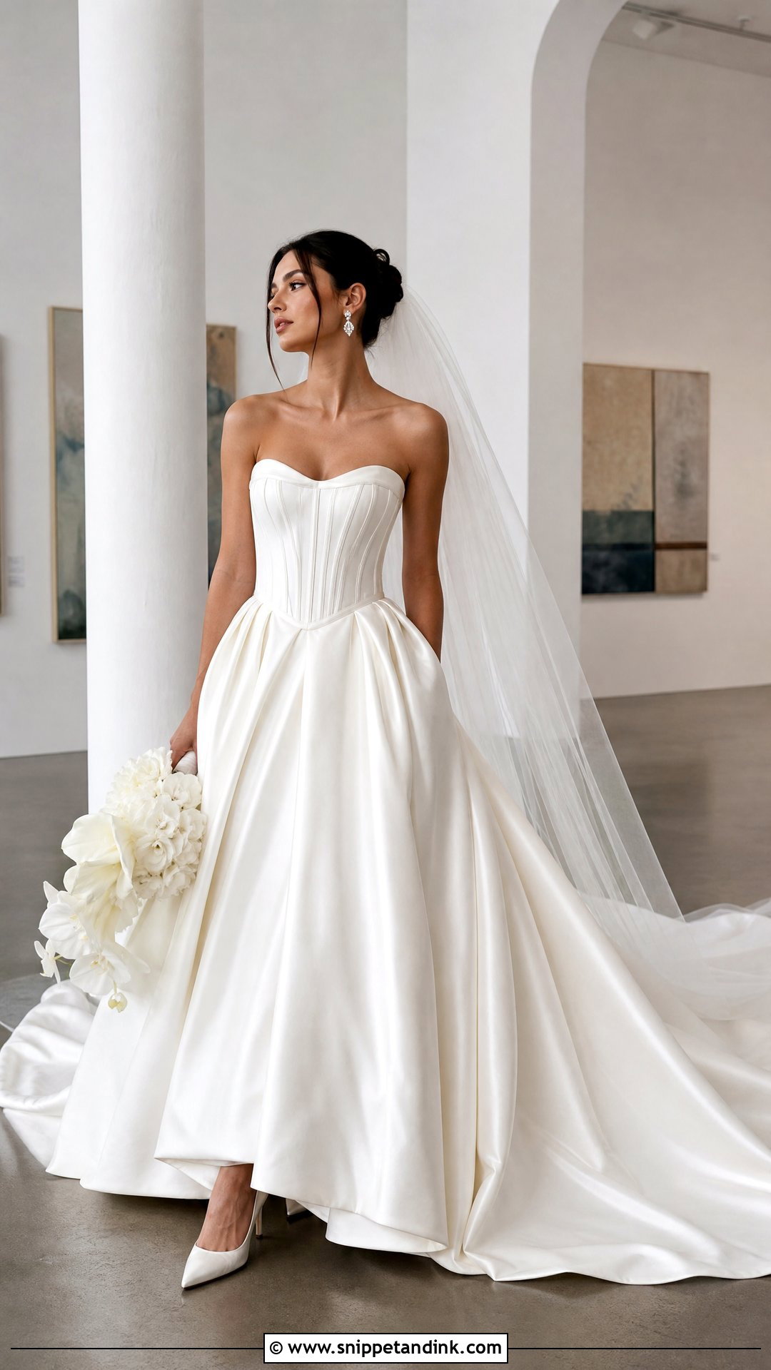 Strapless Corset Wedding Dress With Cathedral Train - Snippet and Ink - 20 Wedding Dresses with Long Trains