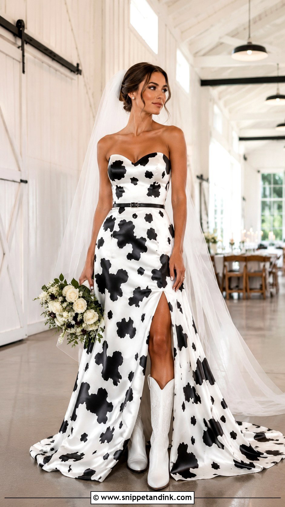 Strapless Cow Print Wedding Dress - Snippet and Ink - 20 Cow Print Wedding Dress Ideas