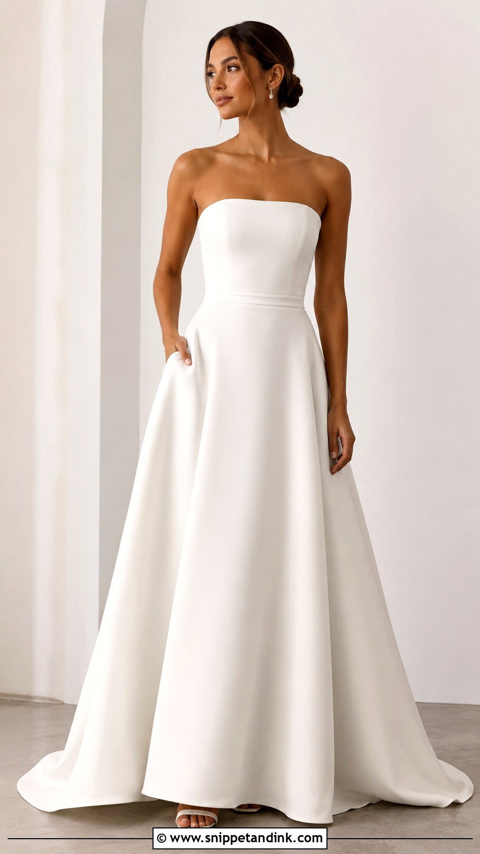 Strapless Crepe A Line Wedding Dress - Snippet and Ink - 25 Strapless a Line Wedding Dress Ideas