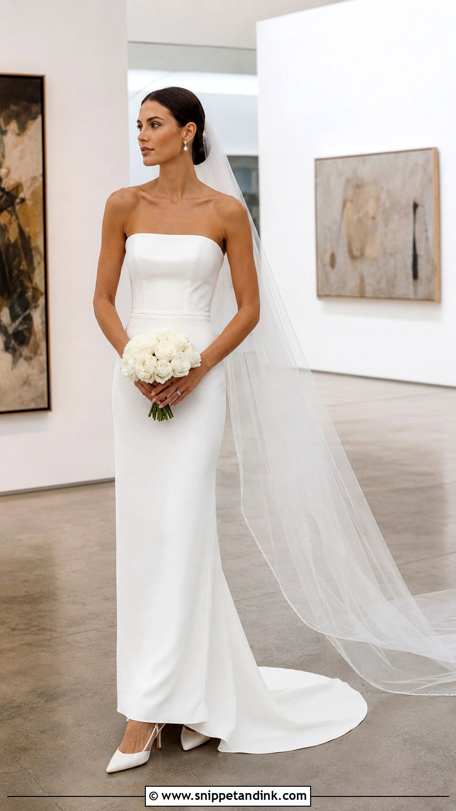 Strapless Crepe Column Wedding Dress - Snippet and Ink - 20 Simple Chic Wedding Dress Ideas
