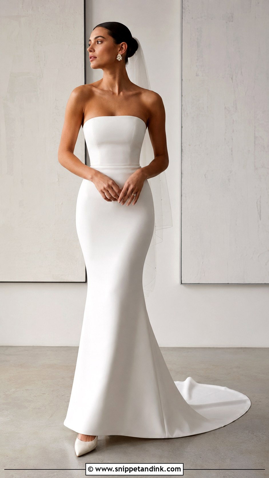 Strapless Crepe Mermaid Wedding Dress - Snippet and Ink - 25 Strapless Mermaid Wedding Dress Ideas