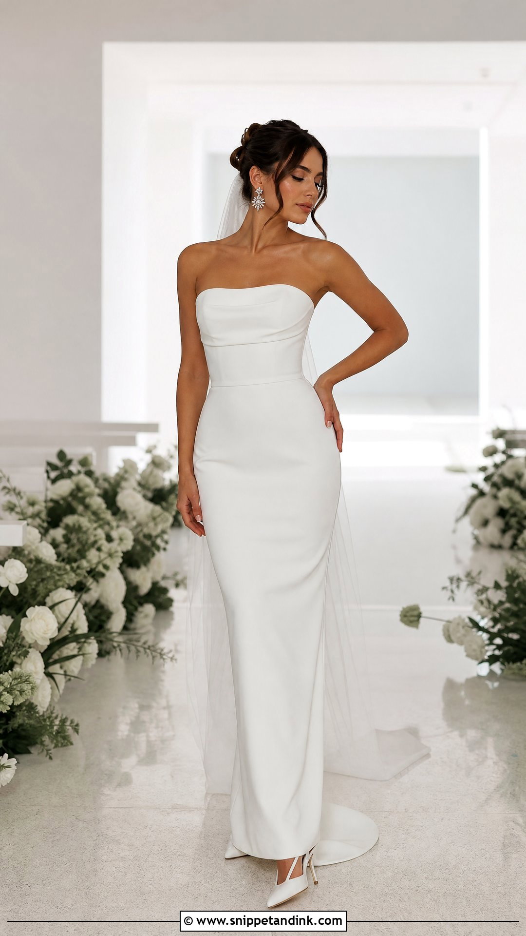 Strapless Crepe Sheath Wedding Dress - Snippet and Ink - 20 Wedding Dress Hourglass Shape Ideas