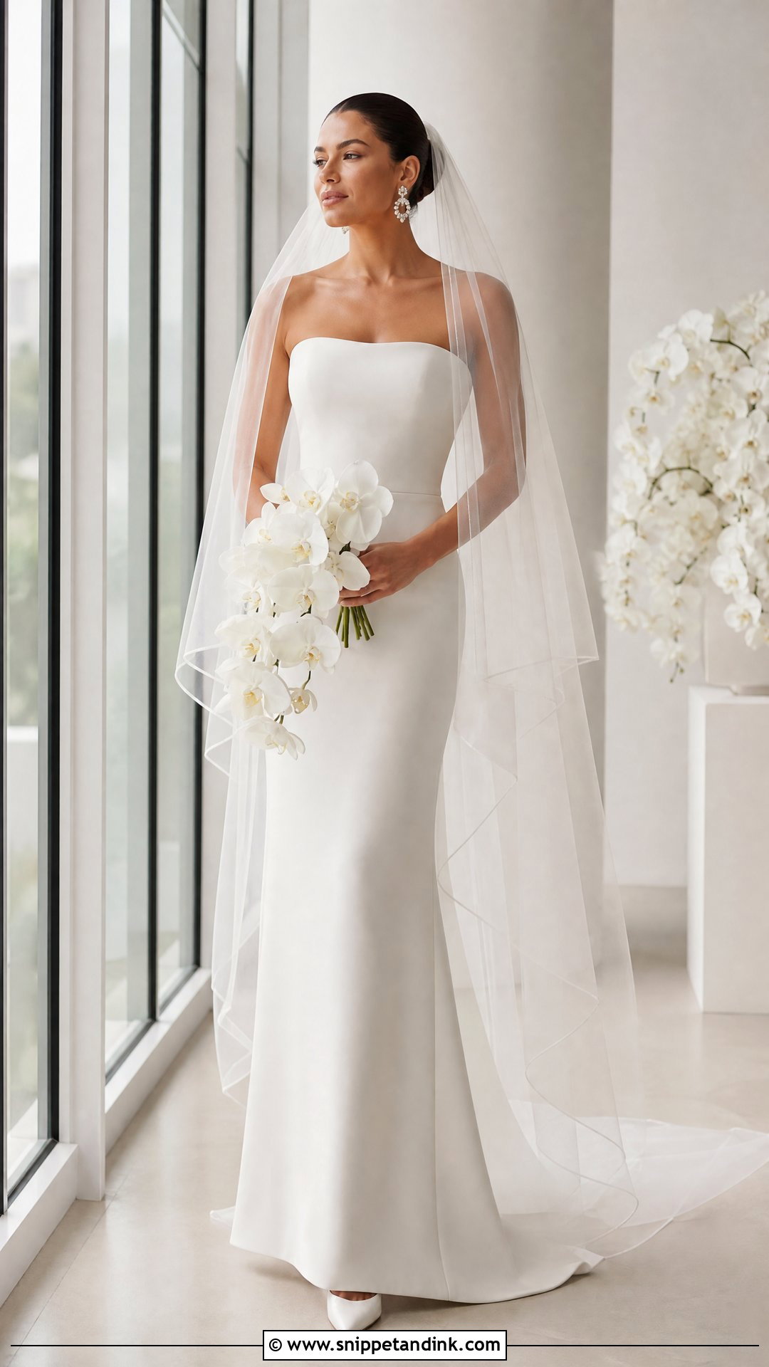 Strapless Crepe Sheath Wedding Gown - Snippet and Ink - 20 Sheath Wedding Gown Ideas