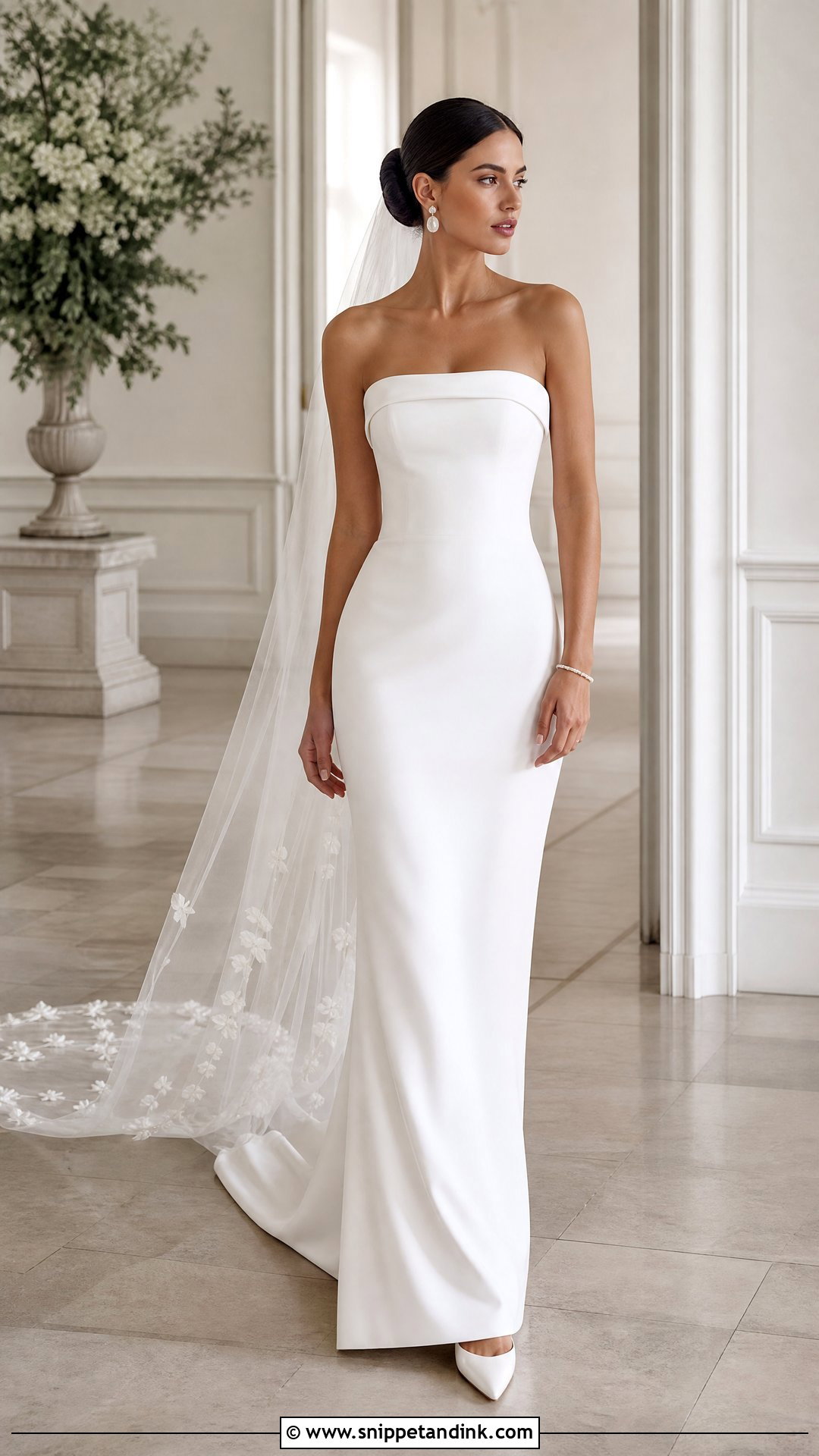 Strapless Crepe Wedding Dress - Snippet and Ink - 20 Simple Sleek Wedding Dress Ideas