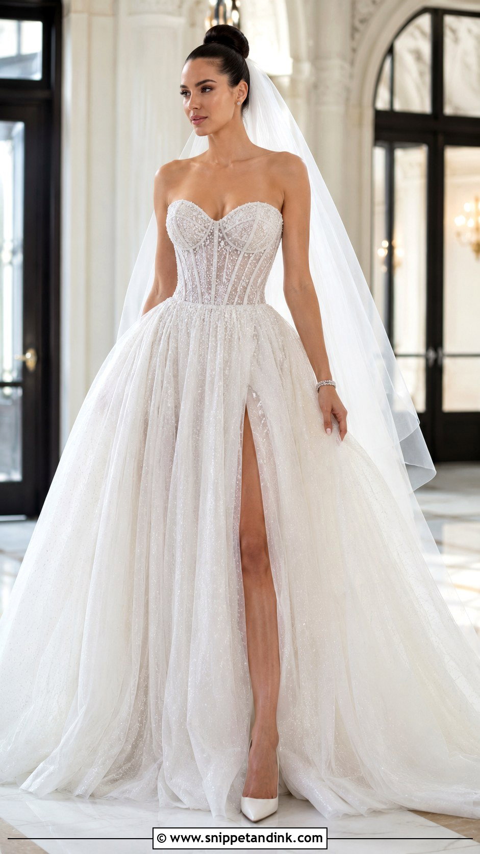Strapless Crystal Corset Wedding Dress - Snippet and Ink - 20 Bling Wedding Dresses