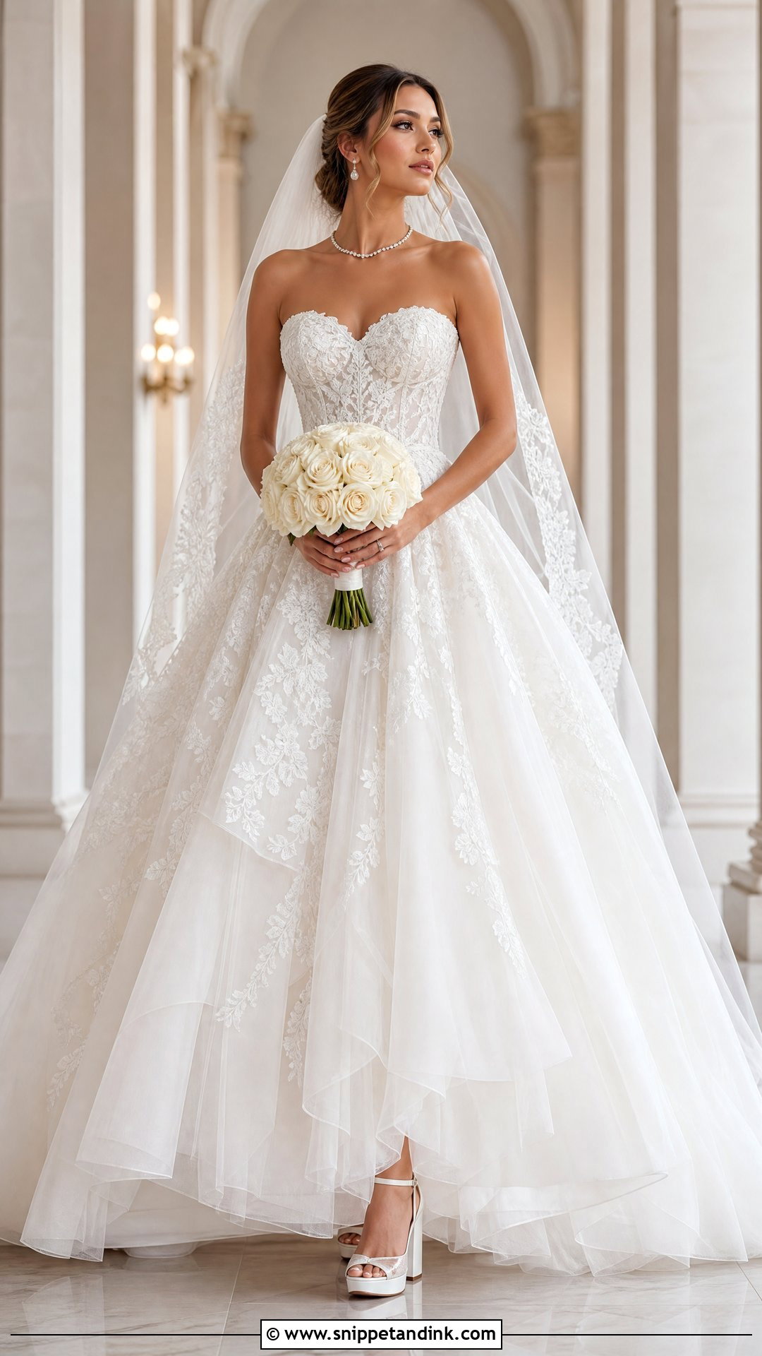 Strapless Dantel Ball Gown - Snippet and Ink - 20 Wedding Dress Dantel Ideas