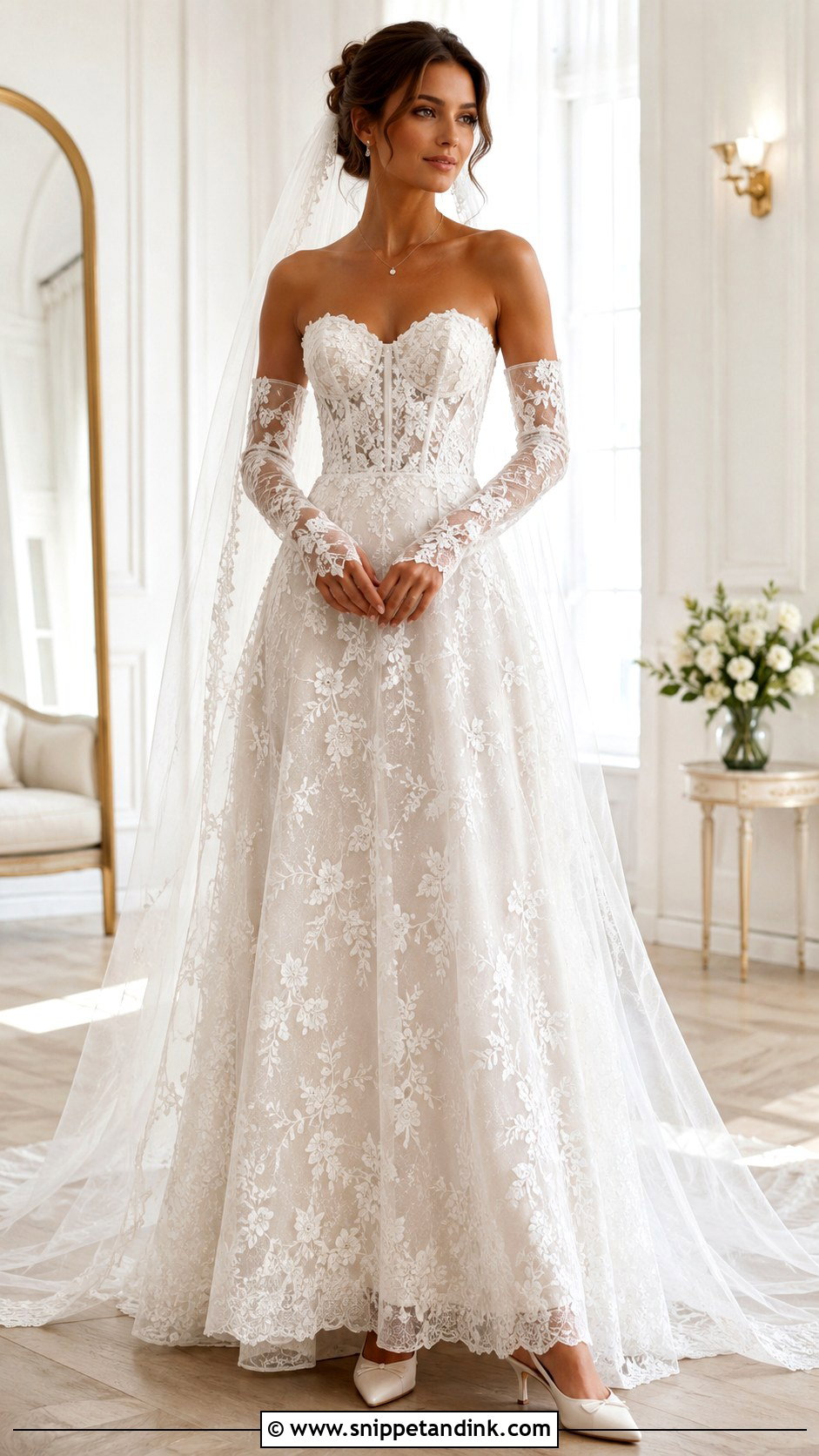 Strapless Dentelle Wedding Dress - Snippet and Ink - 20 Dentelle Wedding Dress Ideas