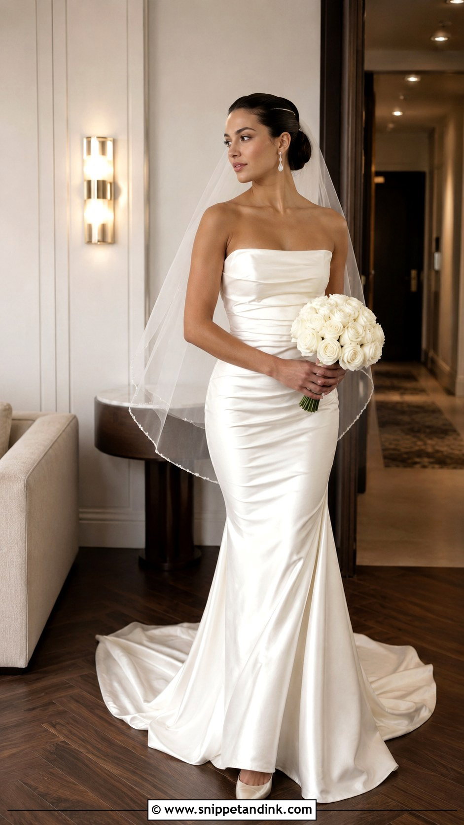 Strapless Draped Satin Mermaid Wedding Dress - Snippet and Ink - 20 David’s Bridal Wedding Dresses