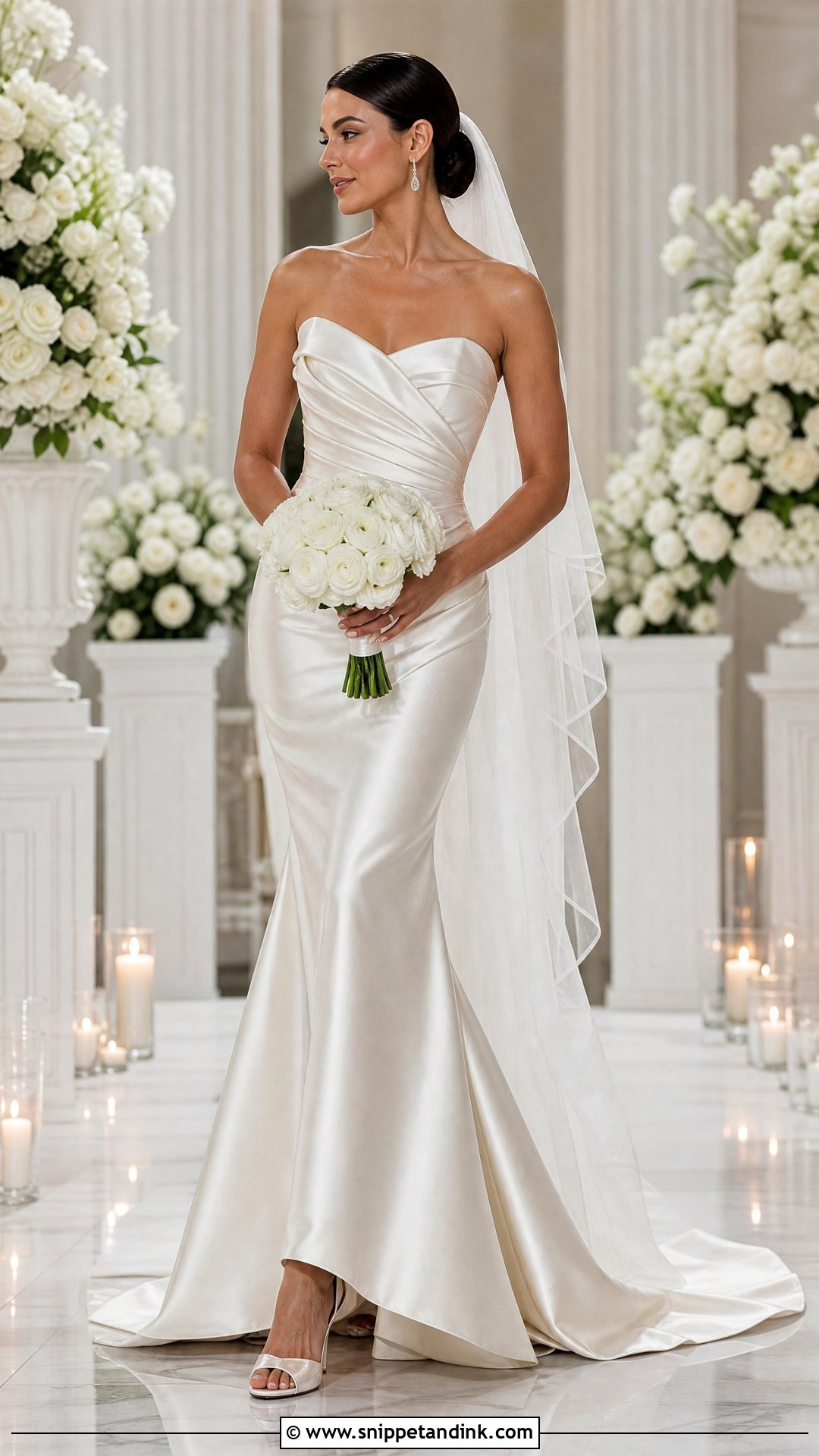Strapless Draped Satin Wedding Dress - Snippet and Ink - 20 Strapless Fitted Wedding Dress Ideas