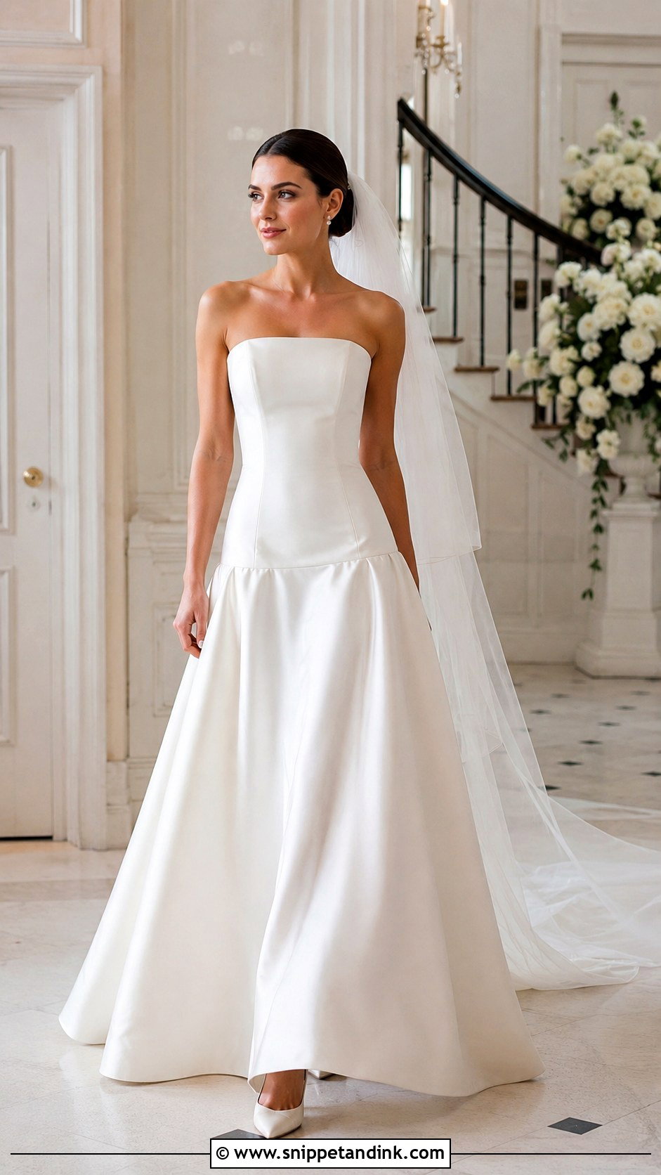 Strapless Drop Waist A Line Wedding Dress - Snippet and Ink - 25 Drop Waist a Line Wedding Dress Ideas