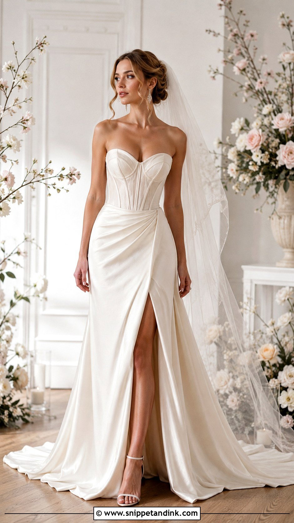Strapless Drop Waist Bridal Gown Look - Snippet and Ink - 30 Bridal Wear Ideas