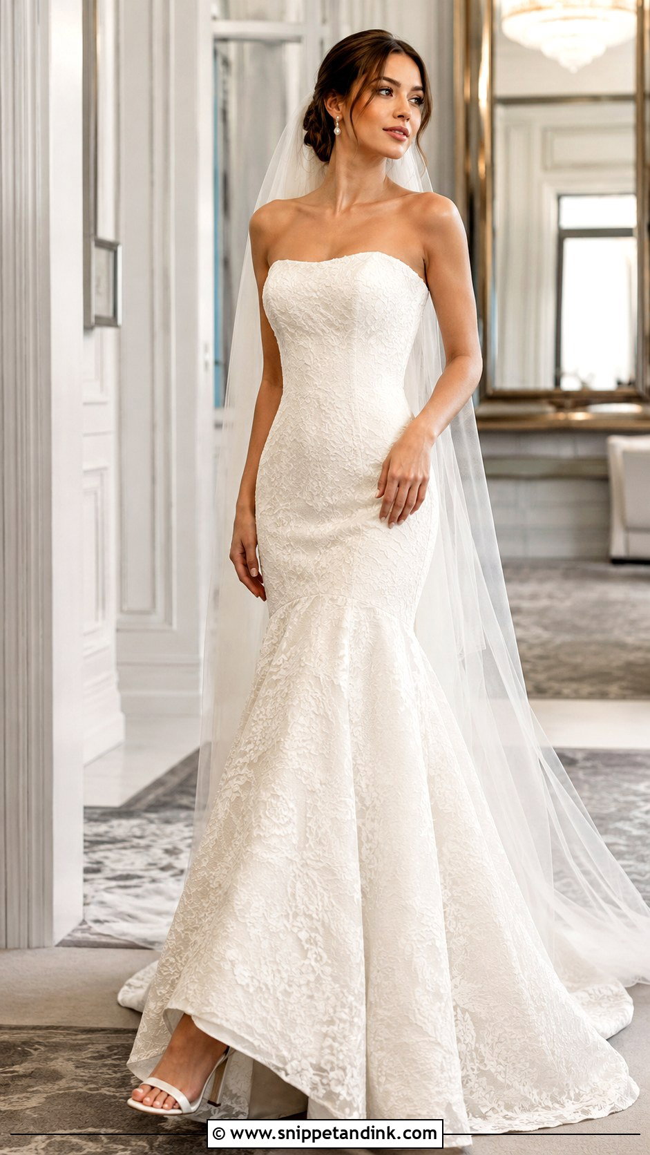 Strapless Drop Waist Mermaid Wedding Dress - Snippet and Ink - 25 Strapless Mermaid Wedding Dress Ideas