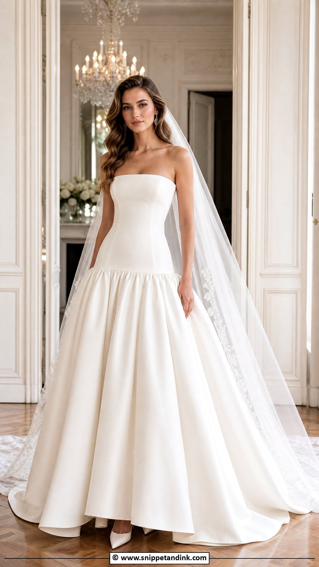 Strapless Drop Waist Wedding Dress With Full Skirt - Snippet and Ink - 35 Drop Waist Wedding Dress Ideas