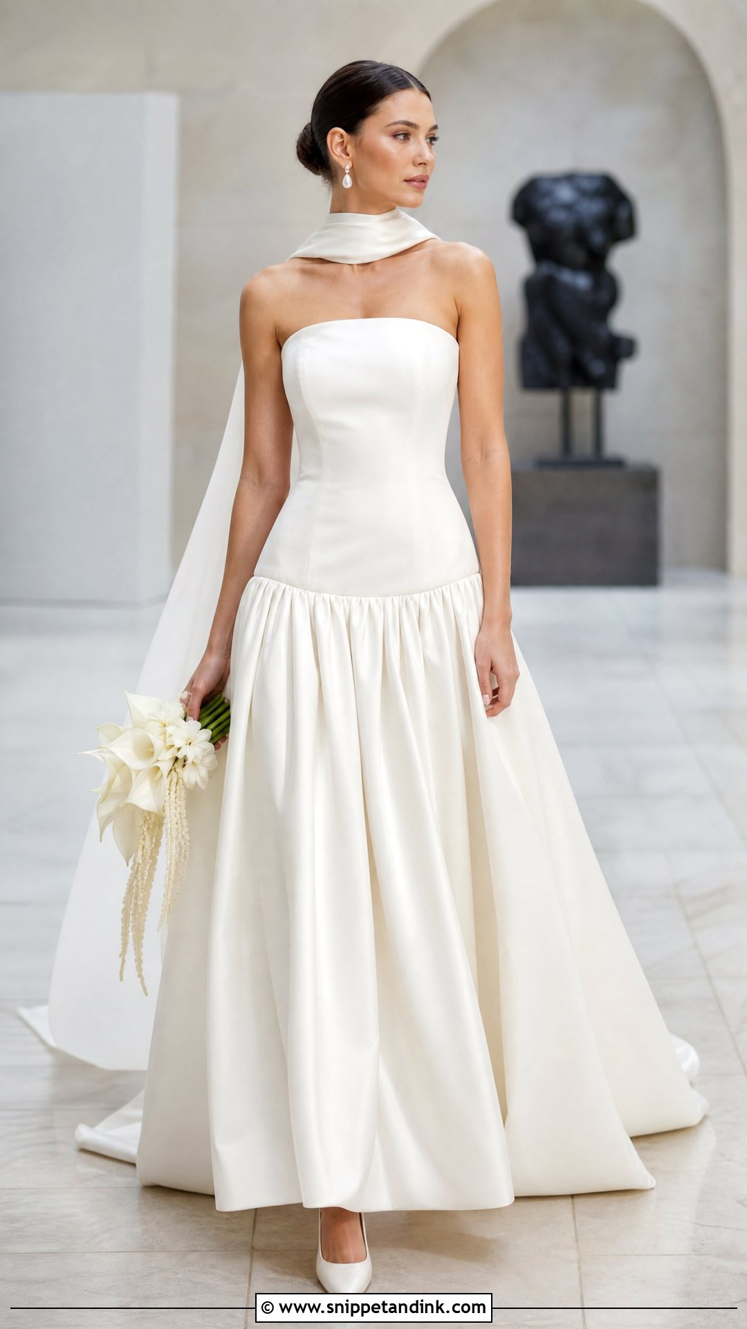 Strapless Drop Waist Wedding Dress With Scarf - Snippet and Ink - 20 Strapless Wedding Dress with Scarf Ideas