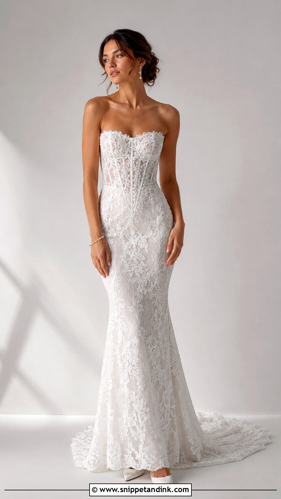 Strapless Fitted Lace Wedding Dress - Snippet and Ink - 25 Fitted Lace Wedding Dress Ideas