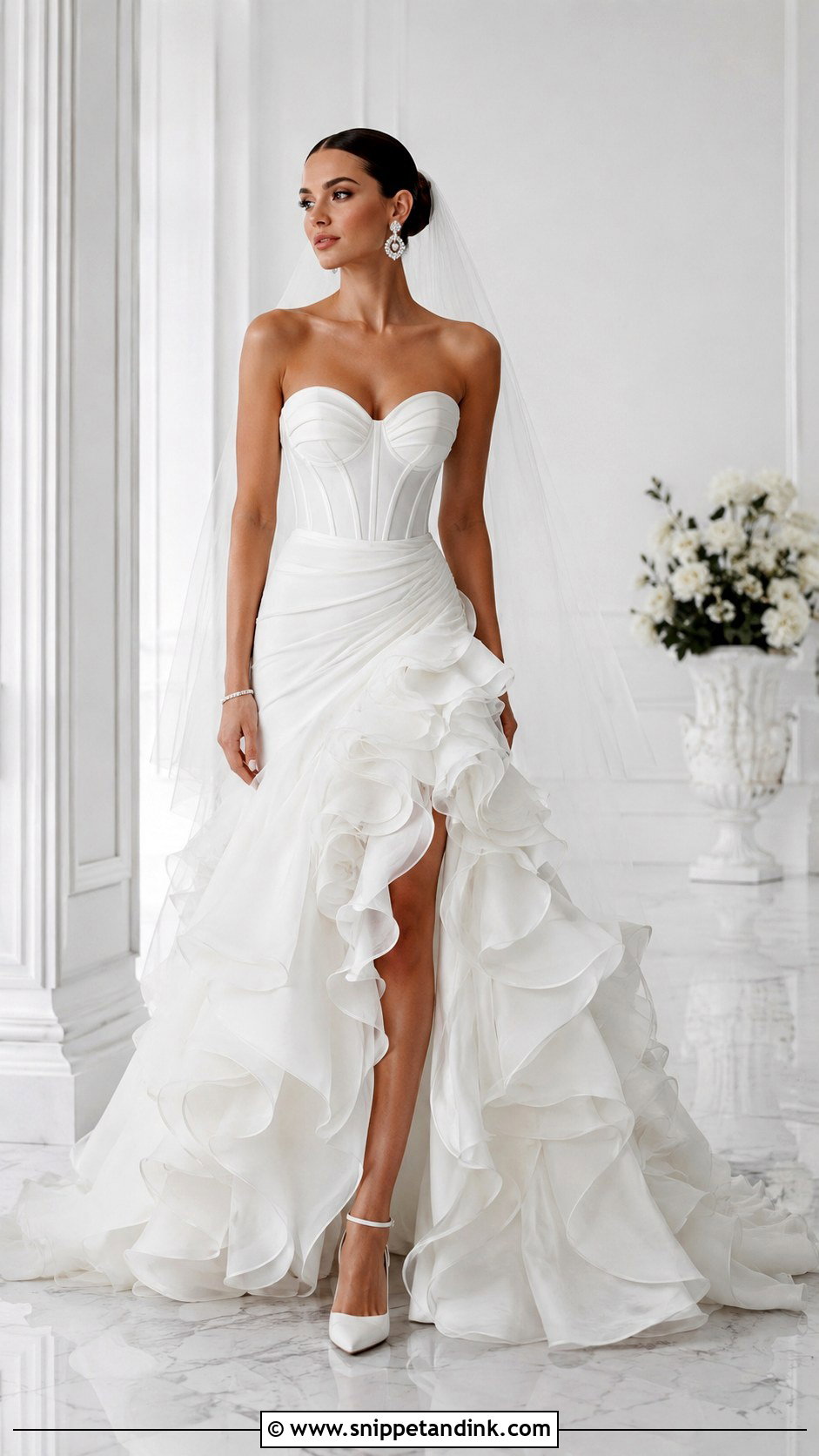 Strapless Flamenco Wedding Dress With Organza Skirt - Snippet and Ink - 20 Flamenco Wedding Dress Ideas