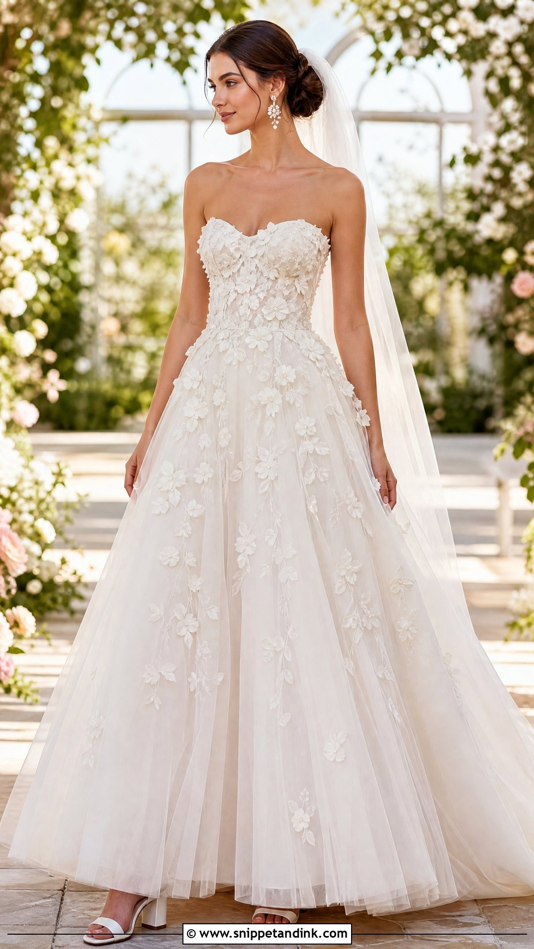 Strapless Floral Applique Ball Gown Wedding Dress - Snippet and Ink - 20 Strapless Ball Gown Wedding Dress Ideas