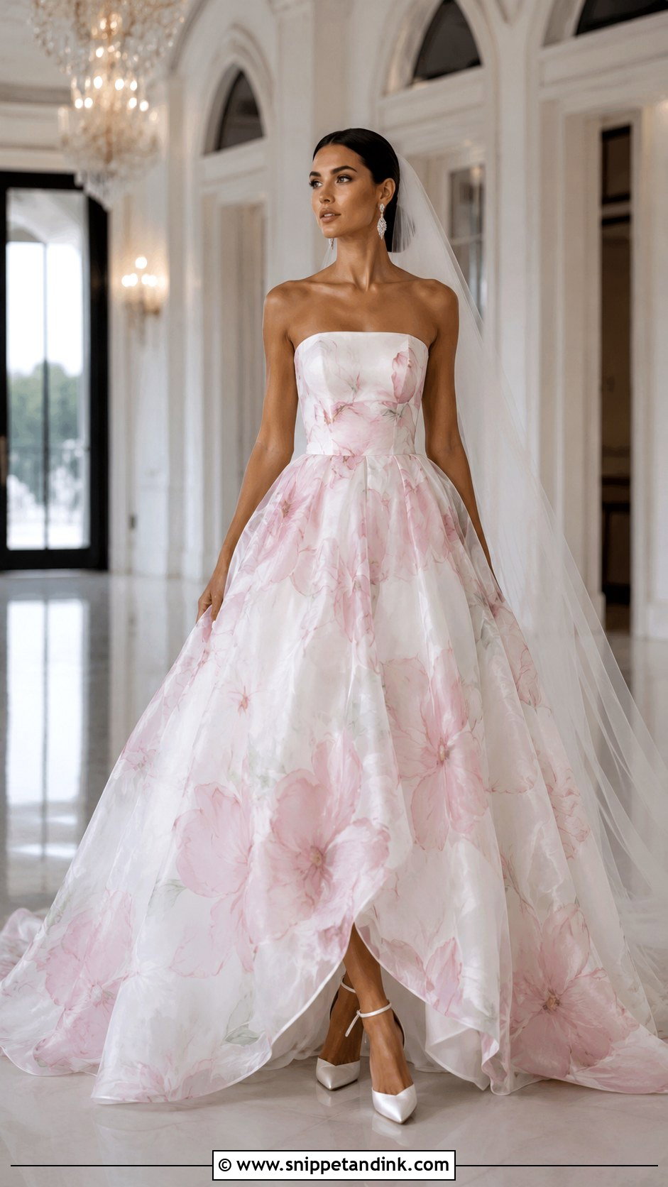 Strapless Floral Organza Wedding Dress - Snippet and Ink - 20 Flowered Wedding Dress Ideas