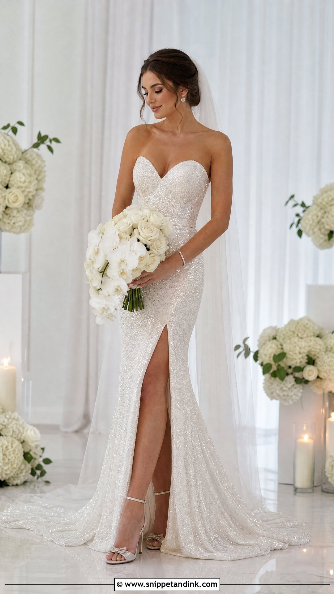 Strapless Glitter Wedding Dress - Snippet and Ink - 25 Glittery Wedding Dresses