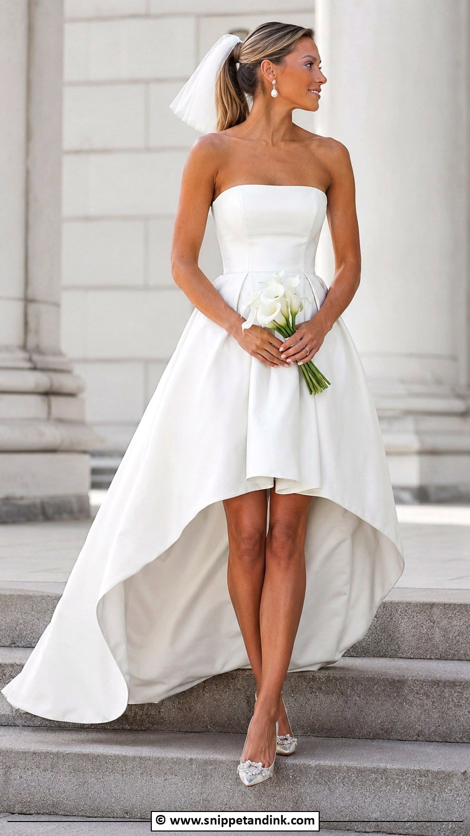 Strapless High Low Wedding Dress - Snippet and Ink - 35 Strapless Wedding Dress Ideas