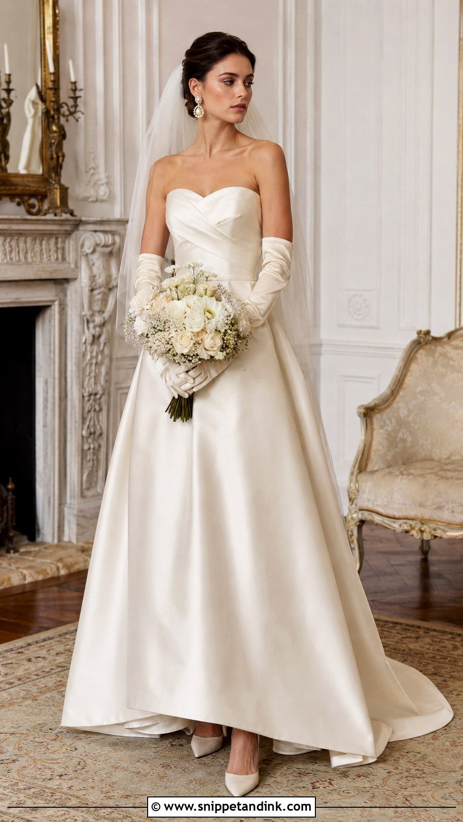 Strapless Ivory Wedding Dress With Tonal Gloves - Snippet and Ink - 20 Strapless Wedding Dress with Gloves Ideas