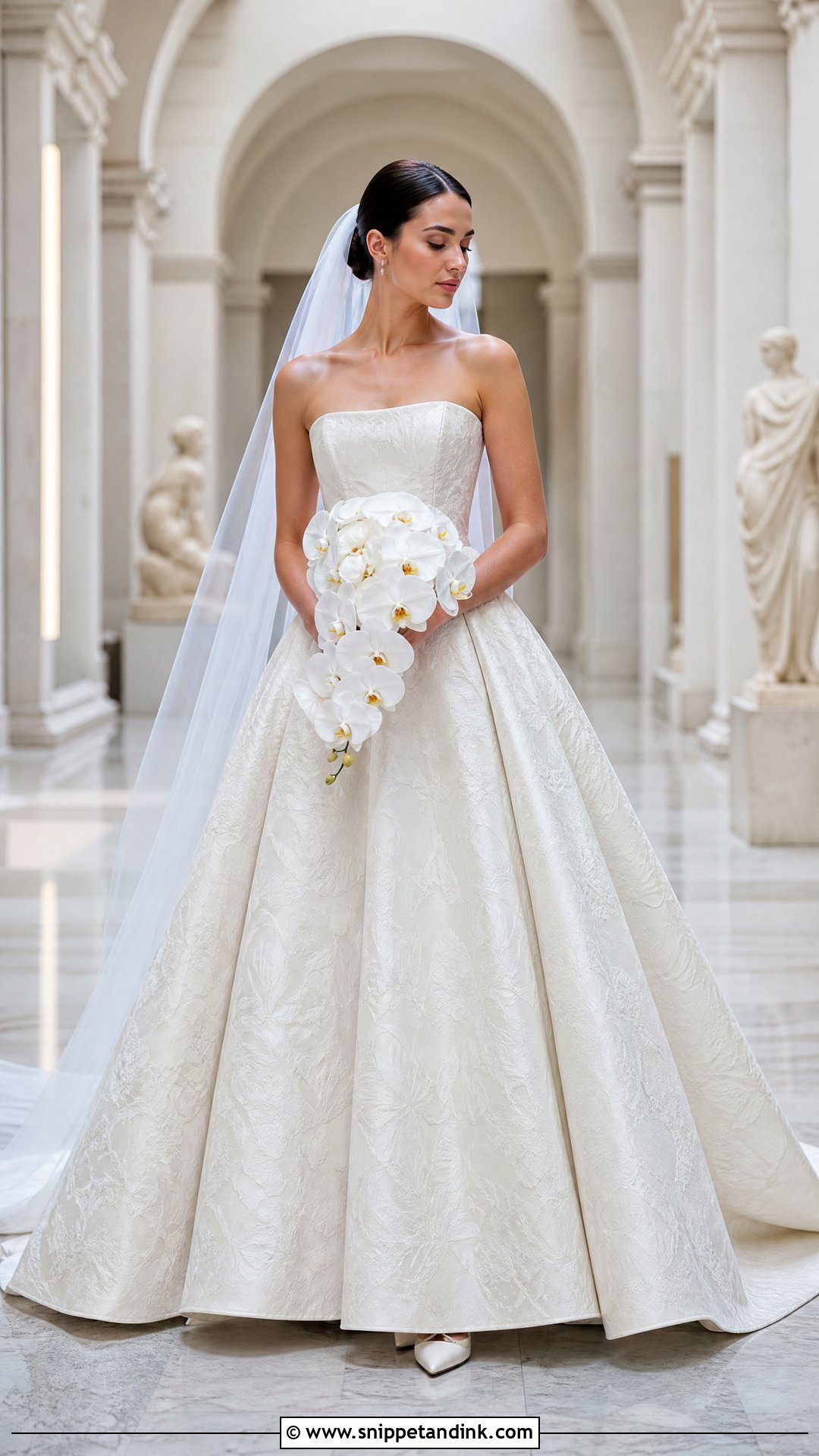 Strapless Jacquard Ballgown Wedding Dress - Snippet and Ink - 20 Strapless Ballgown Wedding Dress Ideas