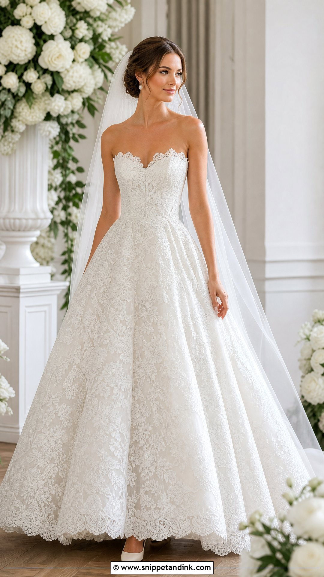 Strapless Lace Ball Gown Wedding Dress - Snippet and Ink - 20 Strapless Ball Gown Wedding Dress Ideas