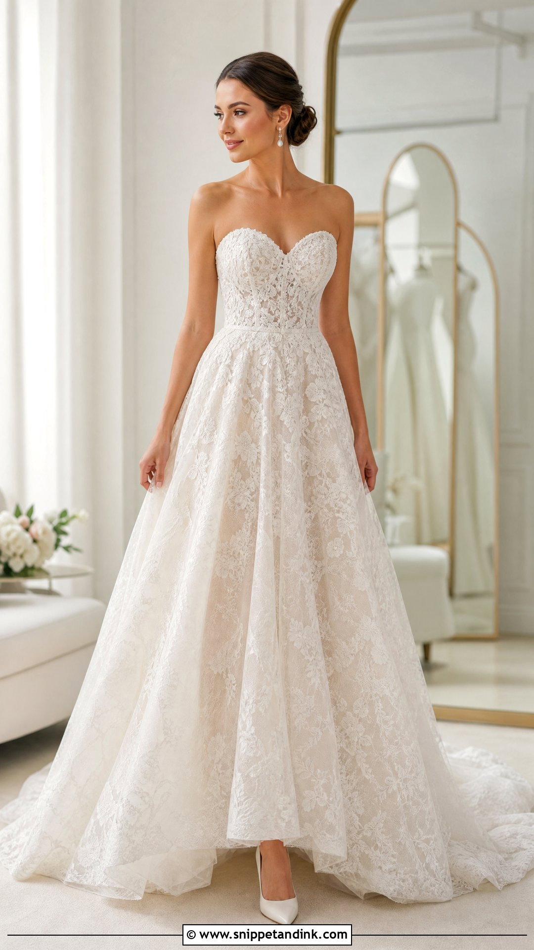 Strapless Lace Bridal Gown - Snippet and Ink - 25 Lace Bridal Gown Ideas