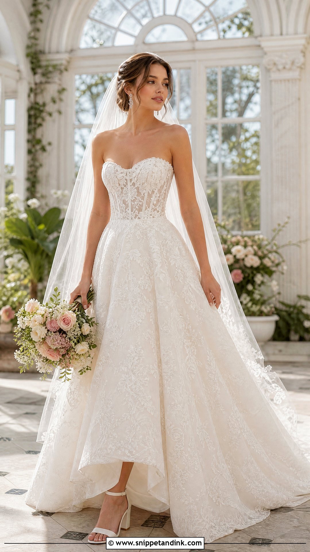Strapless Lace Corset Ballgown Wedding Dress - Snippet and Ink - 20 Strapless Ballgown Wedding Dress Ideas