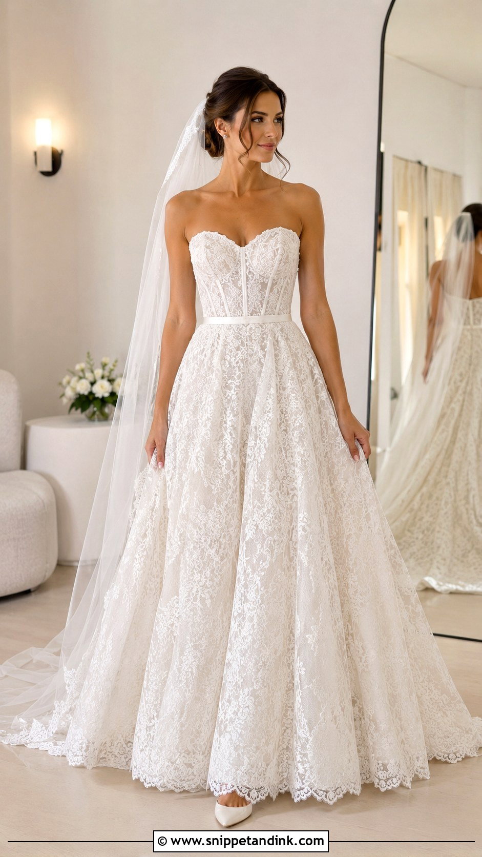 Strapless Lace Corset Wedding Dress - Snippet and Ink - 20 Lace Corset Wedding Dresses