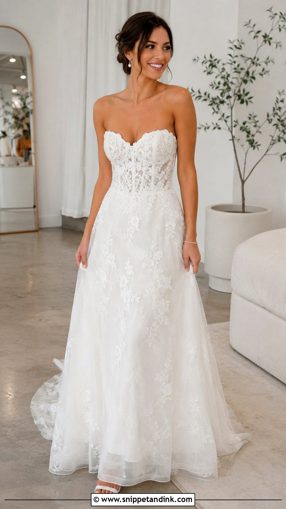 Strapless Lace Corset Wedding Dress - Snippet and Ink - 25 Lace Corset Wedding Dress Ideas