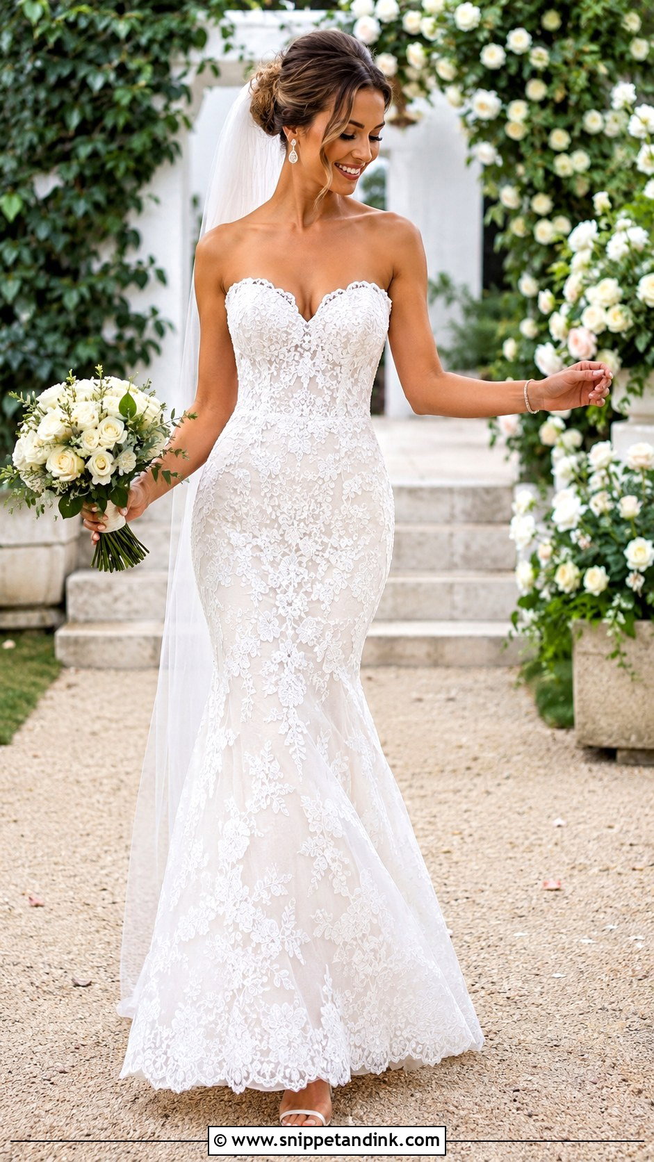 Strapless Lace Mermaid Wedding Dress - Snippet and Ink - 30 Strapless Wedding Dresses