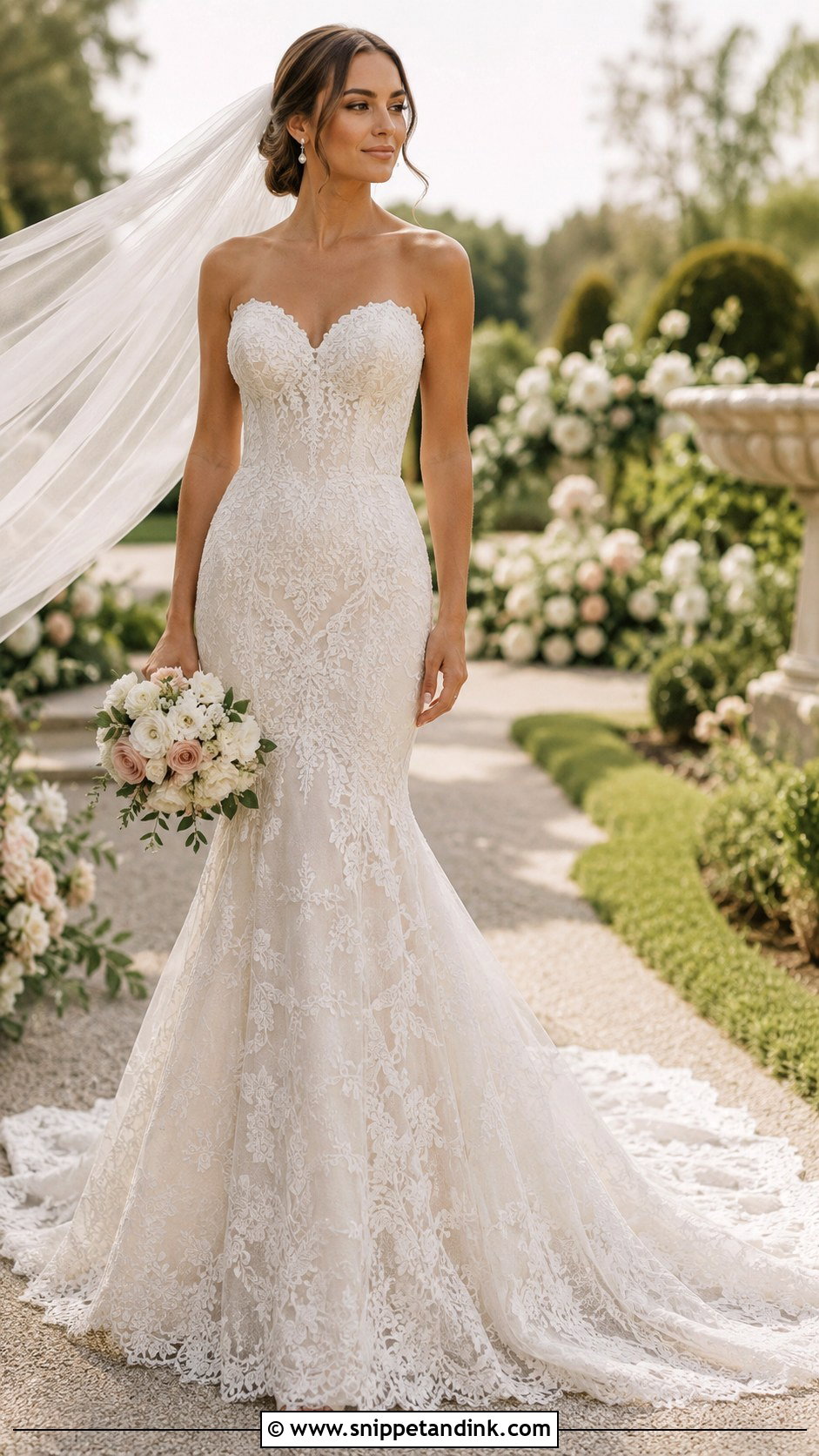 Strapless Lace Mermaid Wedding Dress - Snippet and Ink - 25 Strapless Mermaid Wedding Dress Ideas
