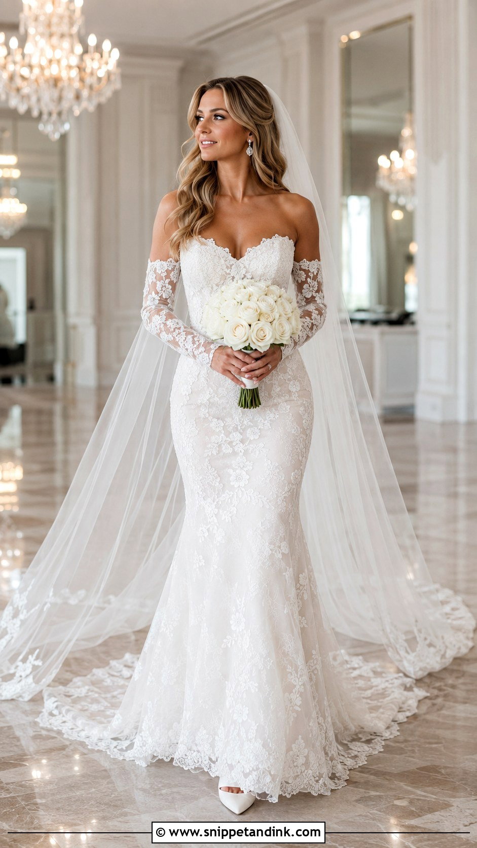 Strapless Lace Mermaid Wedding Dress - Snippet and Ink - 20 Hailey Beiber Wedding Dress Ideas