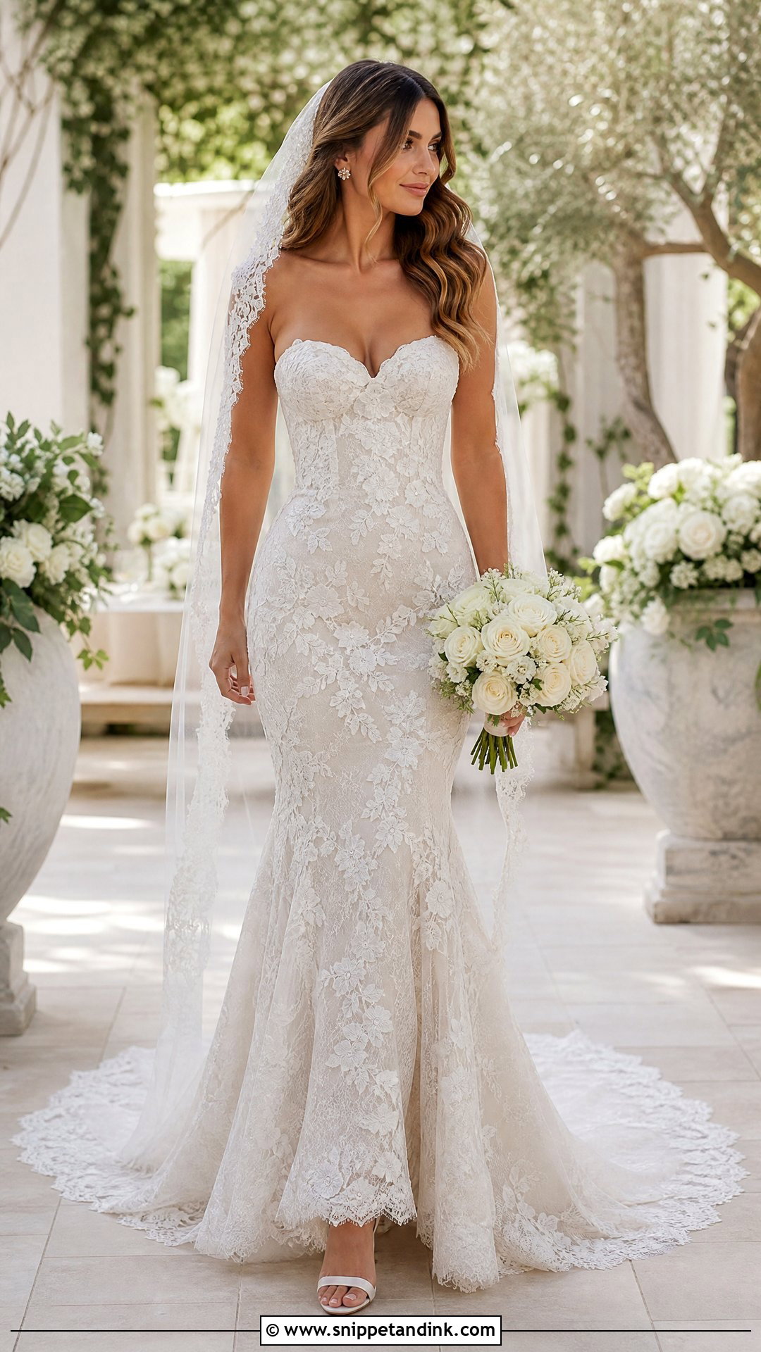 Strapless Lace Mermaid Wedding Dress - Snippet and Ink - 20 Strapless Fitted Wedding Dress Ideas