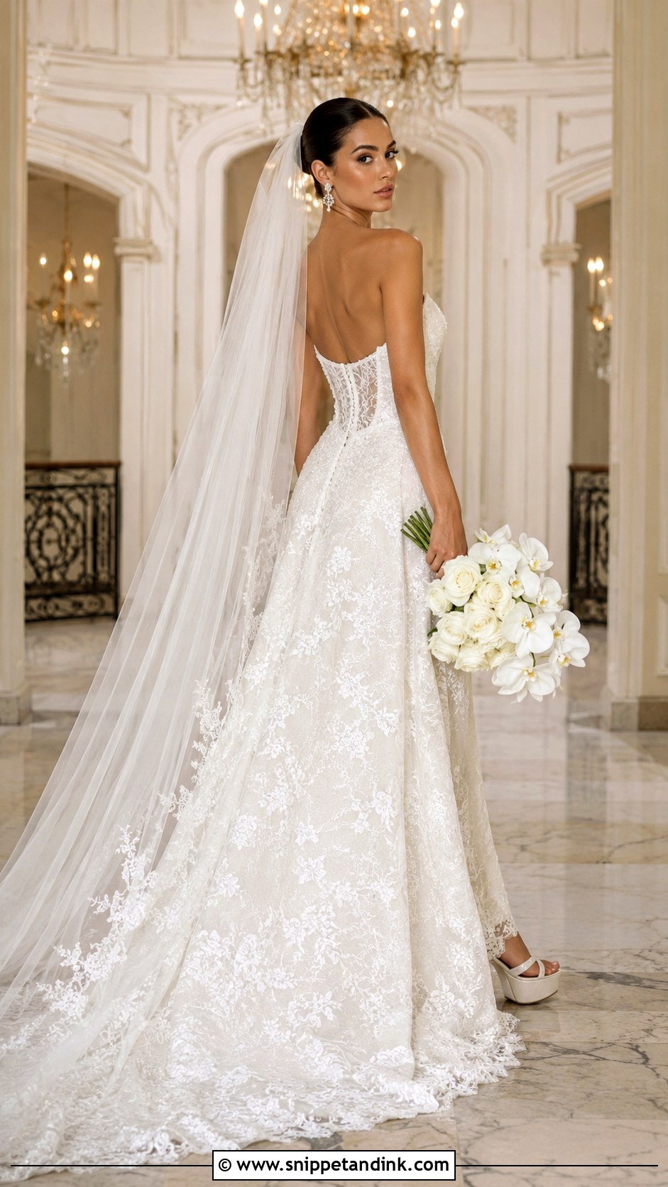 Strapless Lace Open Back Wedding Dress - Snippet and Ink - 20 Lace Open Back Wedding Dress Ideas