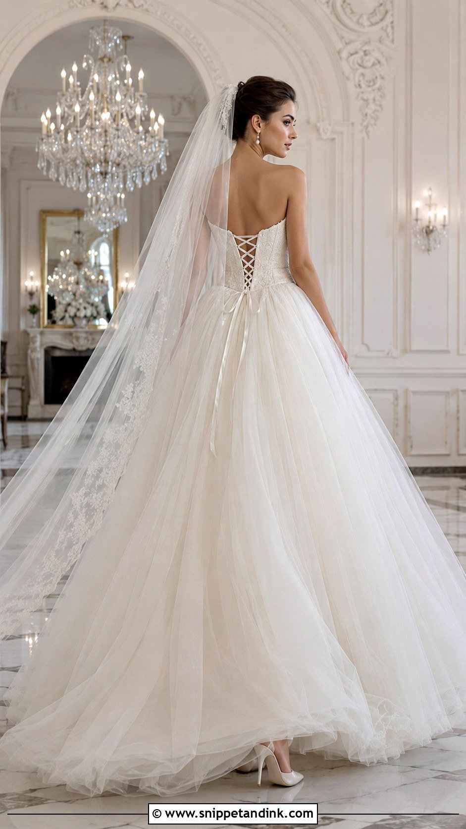 Strapless Lace Up Back Ball Gown - Snippet and Ink - 20 Lace Up Back Wedding Dress Ideas