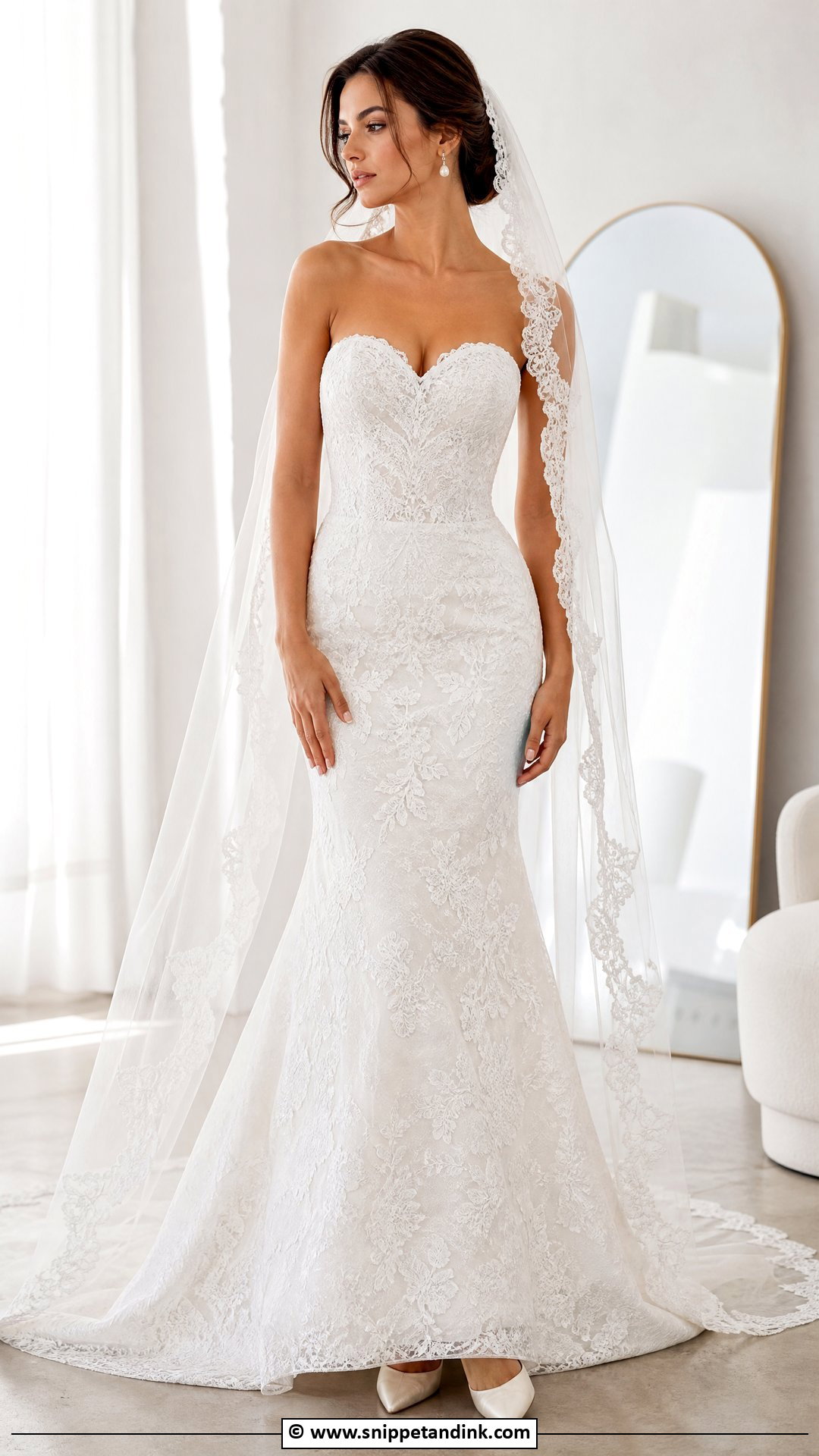 Strapless Lace Wedding Dress - Snippet and Ink - 35 Lace Wedding Dresses