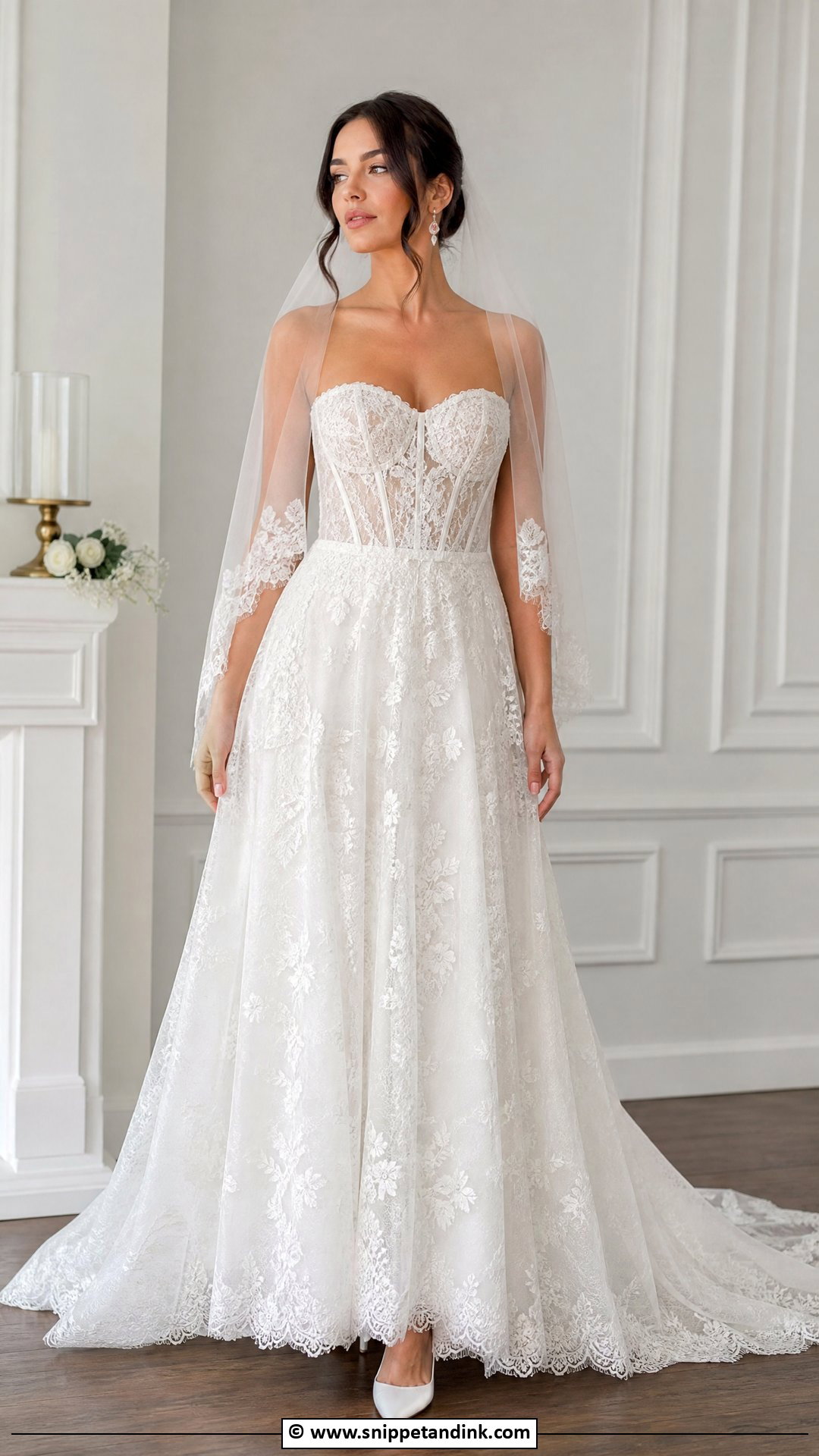 Strapless Lace Wedding Dress - Snippet and Ink - 35 Lace Wedding Dress Ideas