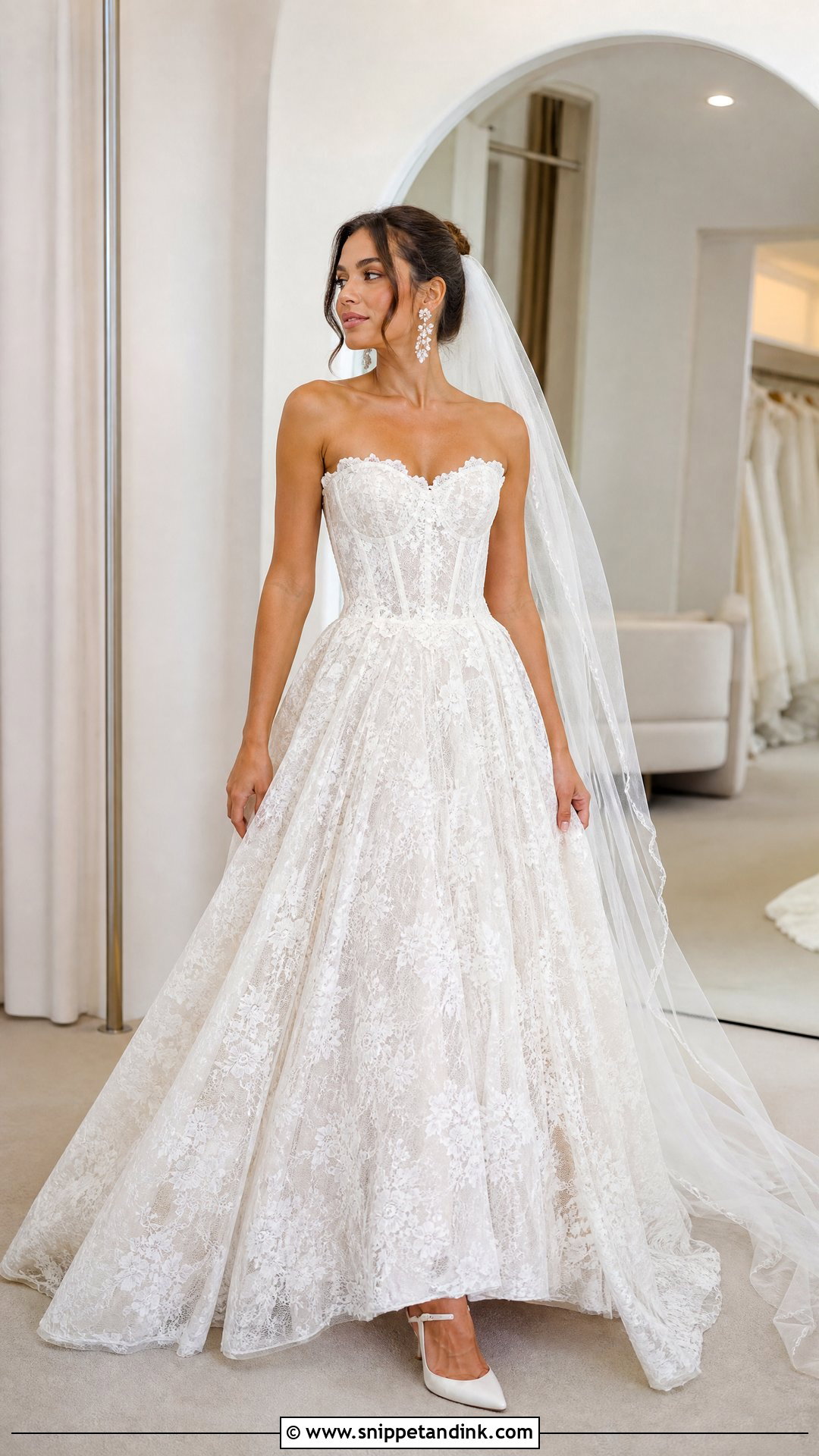 Strapless Lace Wedding Dress - Snippet and Ink - 20 Wedding Dresses with Lace
