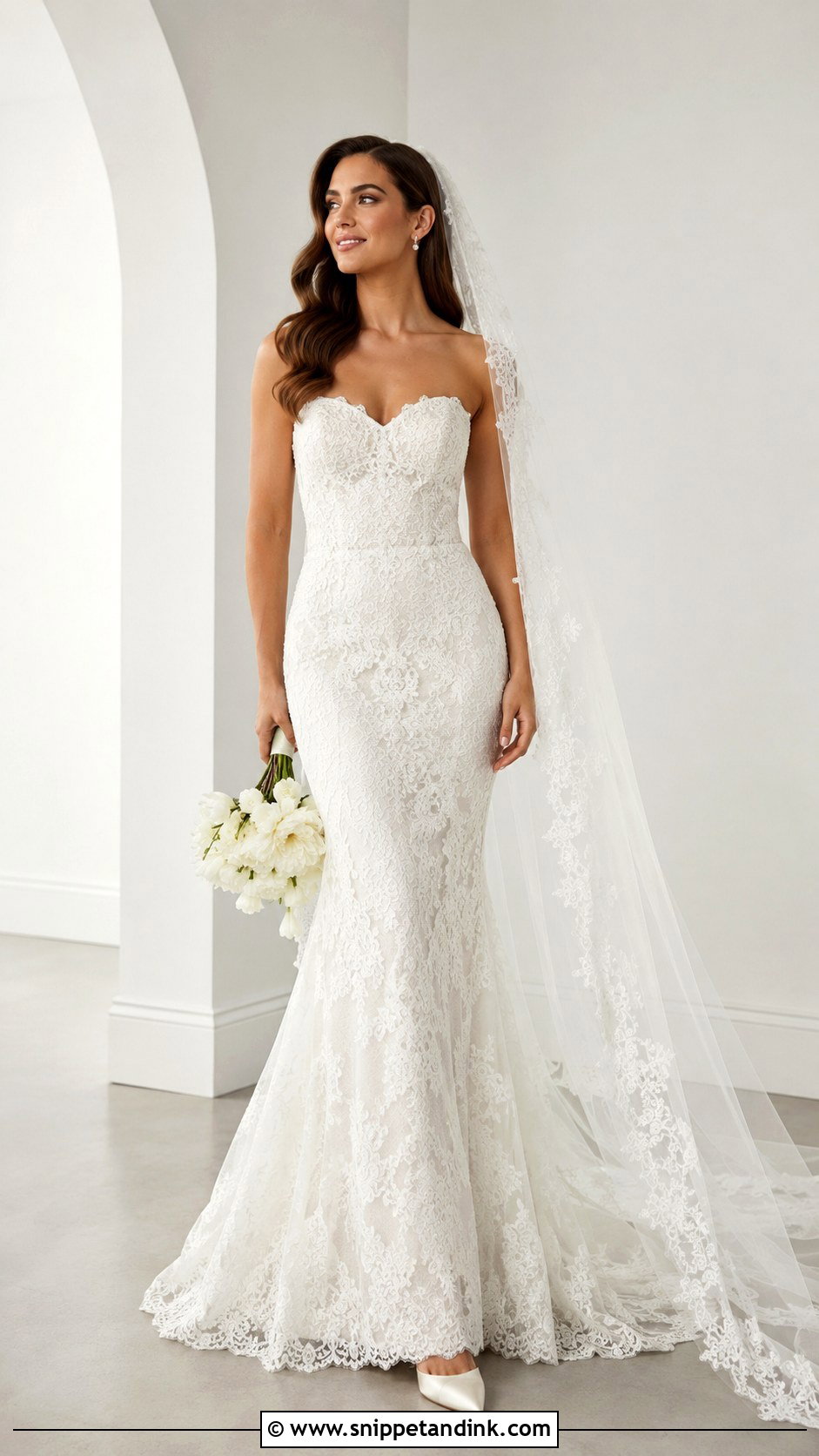 Strapless Lace Wedding Dress - Snippet and Ink - 25 Elegant Lace Wedding Dress Ideas